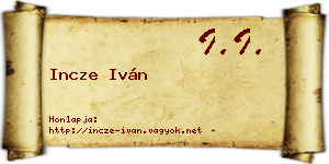 Incze Iván névjegykártya